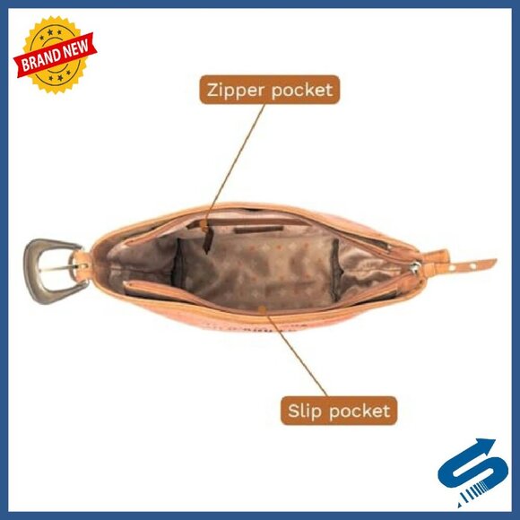 Western Shoulder Bag Upcycled Canvas Leather Base 11.5x9.5x4.5 - Picture 5 of 8